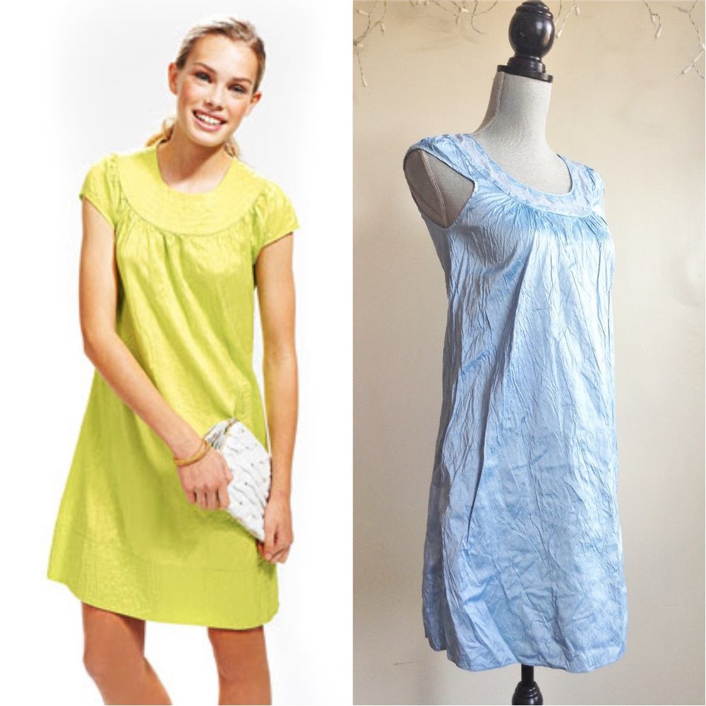Calypso St.Barth Pazzi '20s Shift A-Line Mini Dress Sky Blue Cap Short Sleeve XS